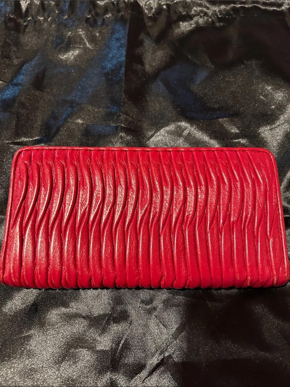 Coach Red Leather Fringe Zip-Around Wallet